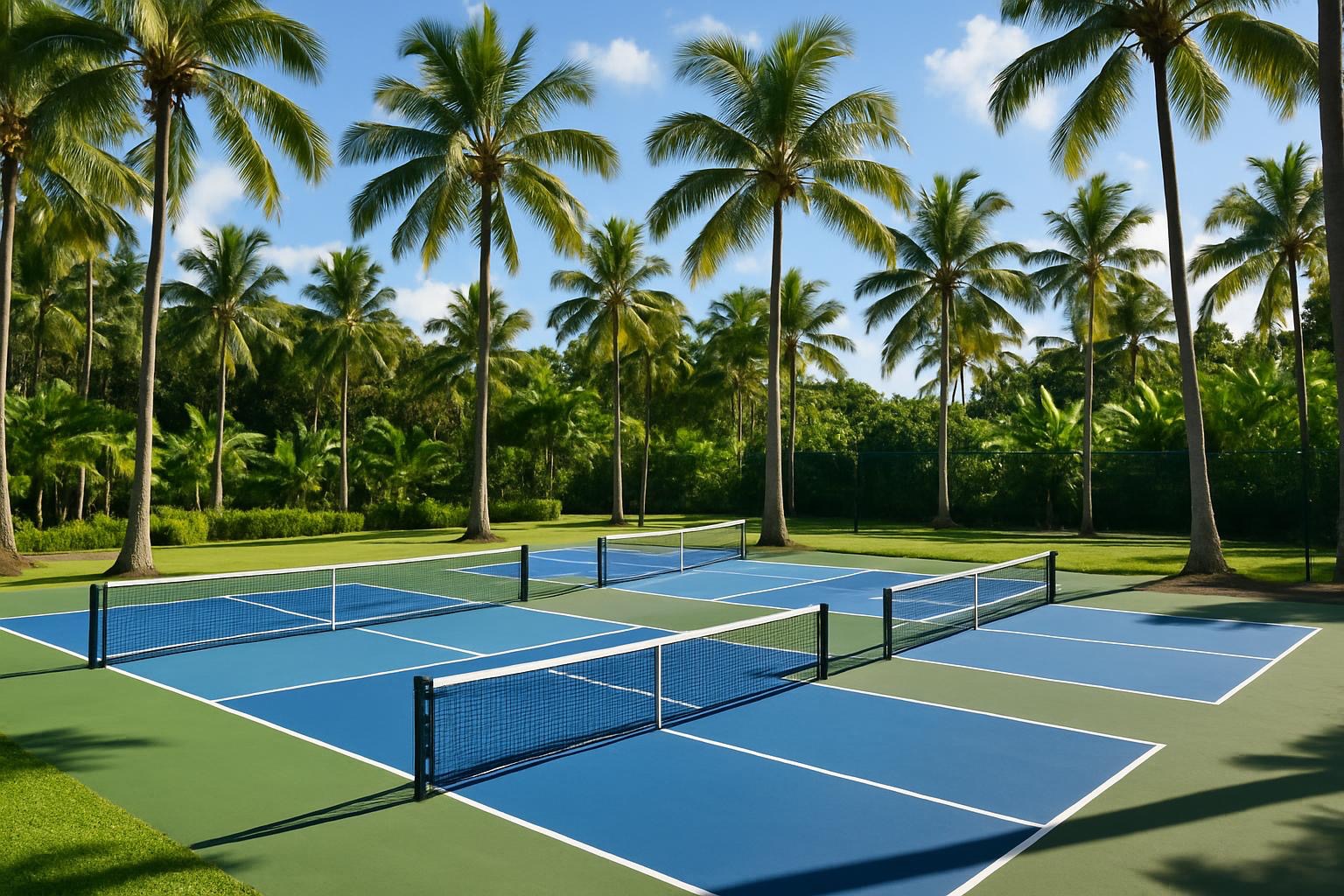 Pickleball courts in a tropical destination